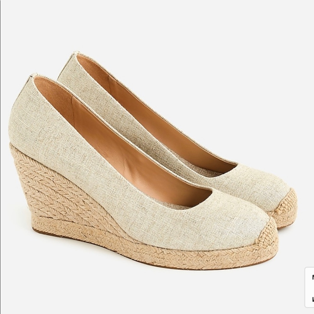 JCREW Seville Espadrille Wedges in Metallic Canvas
